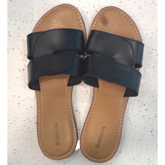 Soludos Shoes - Solidos Black Leather womens Slide Sandals - US 9
